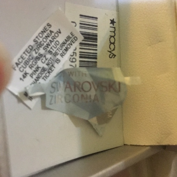 14K Gold Pink Swarovski Cubic Zirconia Earring - Picture 9 of 11